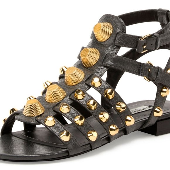 Balenciaga Dark Gray (Gris Fossile) Giant 12 Studded Arena Caged Sandals - Picture 2 of 3